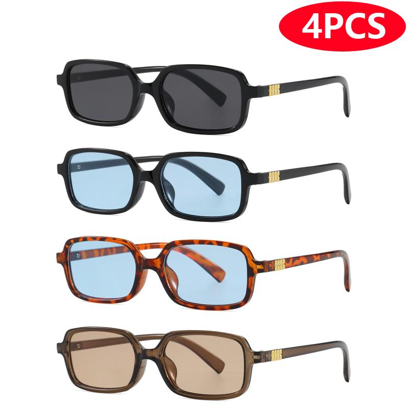 4pcs/6pcs New Small Square Sunglasses Sets Women Retro Eyeglasses Minimalist Style Design Sunshade UV400 Glasses Unisex