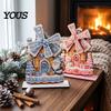Handmade Christmas Atmosphere Props Windmill Wooden Ornament, Decorative Craft with Rotating Indoor Winter Holiday Display Blades, Figurine