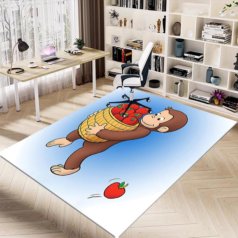 1PC Curious George apples Extra Large Non-Slip Floor carpet, Office, family, bedroom, Studio - Large Area Rug Indoor Rugs, Vibrant Colors-W251