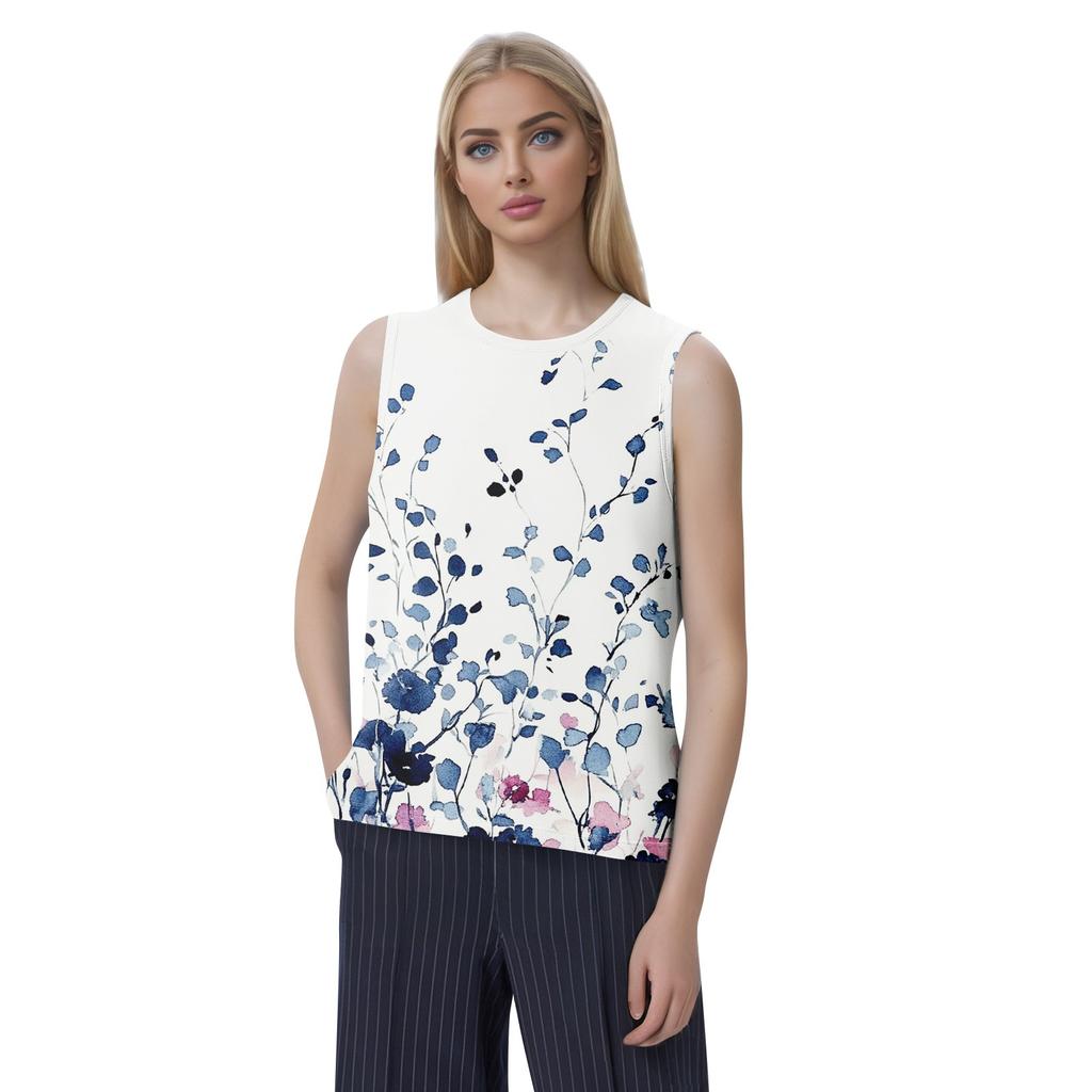 Lässige Tunika-Oberteile für Damen zum Tragen mit Leggings, ärmellose Sommerdruck-Hemden, Tanktops, Blusen