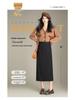 2025 Korean Grey Polka Dot Wool A-Line Skirt: Women's Autumn/Winter Straight Cut, Mid-Length with Back Slit