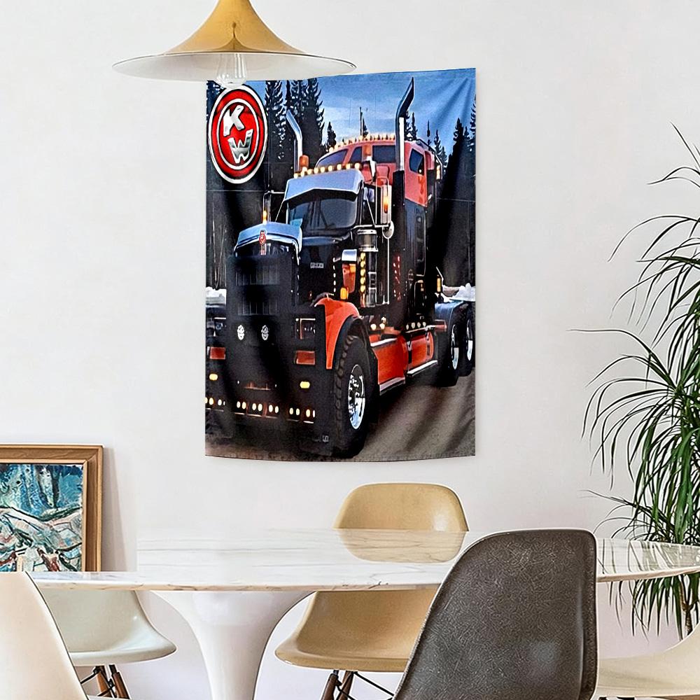 Kw Heavy Trucks Wall Decor Tapestry Art For Pet Memorial Birthdaywedding Party Backdrop Family Gift