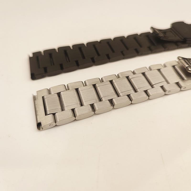 Stainless Steel Strap, Five-bead Solid Stainless Steel Strap, Butterfly Double Snap Buckle Watch Strap, Watch Accessories 12-22mm