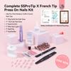 Saviland Nail Everlasting Gel Nail Pink Medium Coffin Nail Full Soft Gel Fake Solid Nail Glue UV Nail French Tip Home DIY 256-Piece Press-On Kit