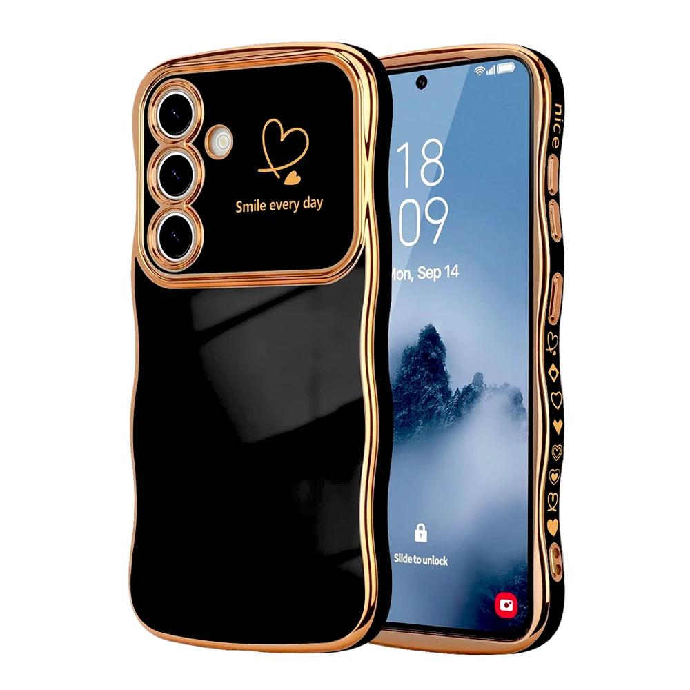 Golvend Hartvorm Zachte Case Voor Samsung Galaxy S25 S24 S23 S22 Ultra Plus S24FE A16 A56 A36 A55 A54 A15 A25 A26 A35 5G 4G Cover
