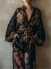 Spring/Summer 2026 Retro Print Deep V Tie-up Top & Wide-leg Pants Two-piece Set for Women