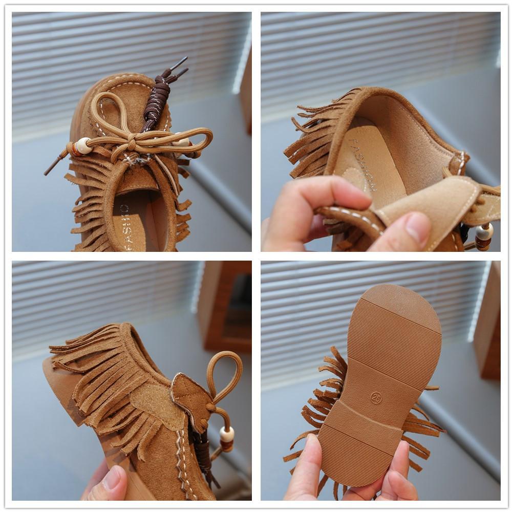 Kids Fringe Moccasins for Girls New Autumn Toddler Walking Loafers Soft Sole Simple Retro School Outdoor Casual Daily Wear