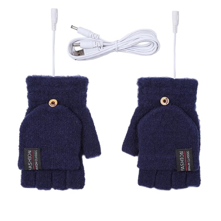Unisex Winter USB Heated Mitten Convertible Half&Full Finger Gloves for Adult