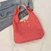 Sweet Plaid Nylon Vest Pouch Lace Decoration Tote Bag Simple Women Bow Printed Handbag  Storage