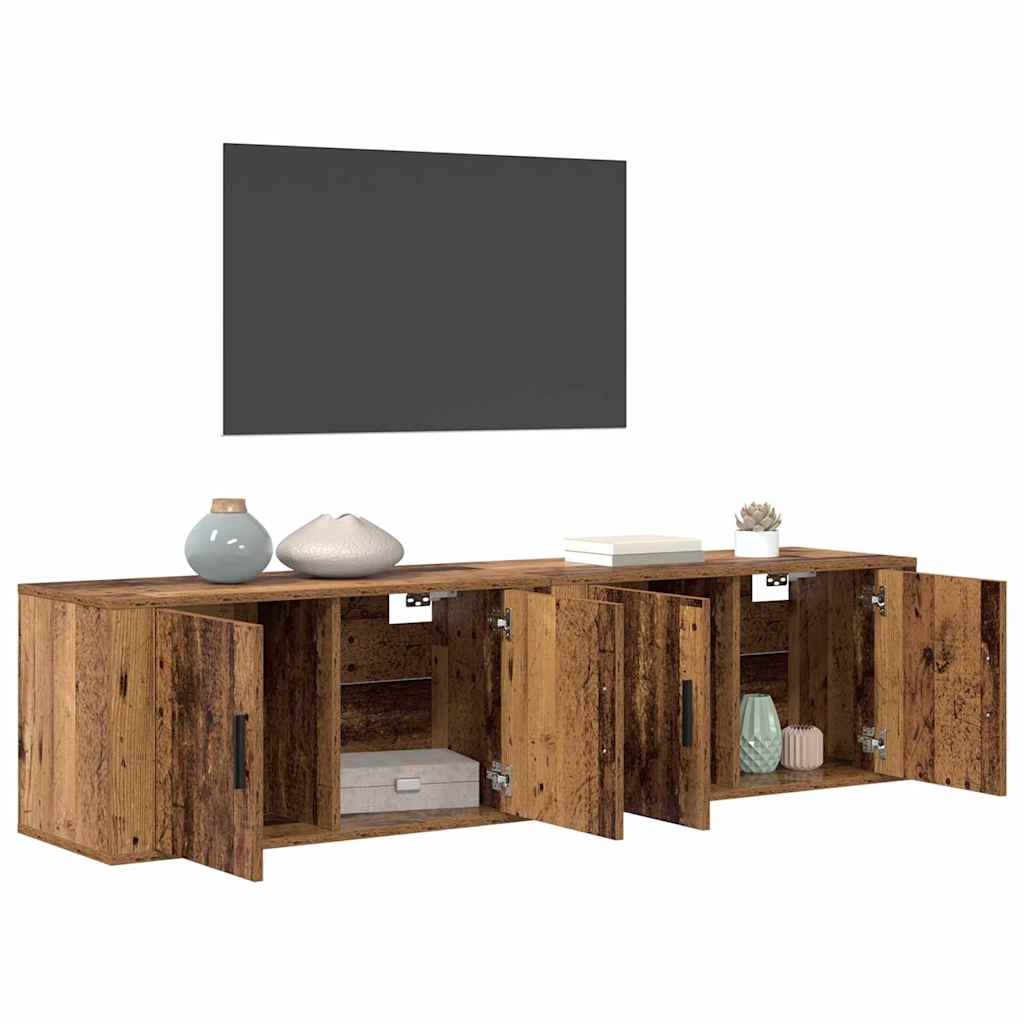 Wall Mounted TV Cabinet Set 2 pcs Reclaimed Wood Look 80 x 34.5 x 40 cm