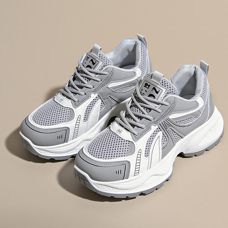 Fashion Thick Bottom Breathable Mesh Sneakers Women 2025 New Lace Up Platform Sport Shoes Woman Non Slip Ladies Fitness Vulcanize Shoes