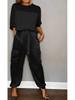 2024 European & American Women's Satin Half-Sleeve Top and Pants Two-Piece Set