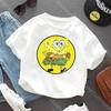 Shortsleeve Tshirt for Children of SpongeBobcotton Jersey with Anime Character Print Casual Summer Tshirts with Round Neck