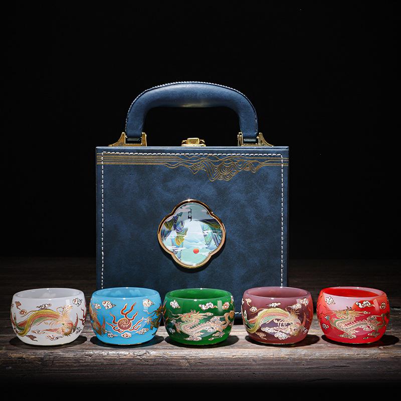 

Gift boxed glass jade porcelain teacups personal master cup Kung Fu tea set drink teacups tea cups tea cups gifts.
