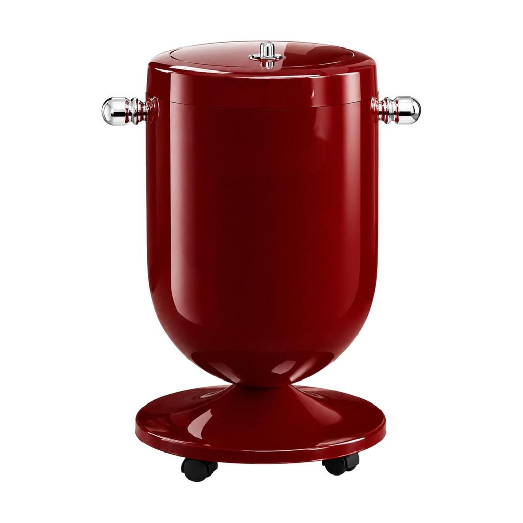 Freestanding Waste Bin with Lid Lidded Cylindrical Trash Inner Liner Compact Garbage Can