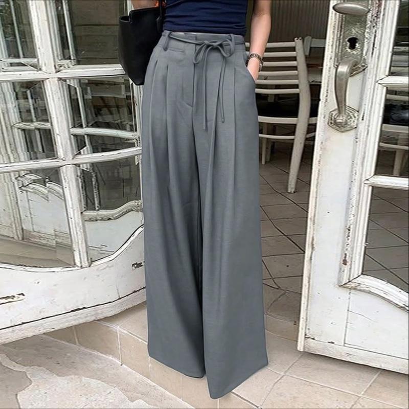 ZANZEA Womens Casual Solid Color Loose Commute Wide Leg Pants