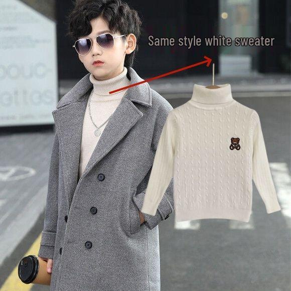 

Детское толстое шерстяное пальто - Зимнее пальто в британском стиле для детей старшего возраста 170 cm (96-110 jin)