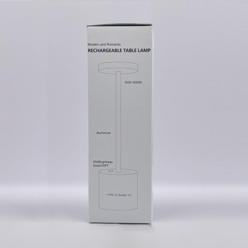 Upgraded Cordless Table Lamp, 5000mAh Rechargeable Battery, IP54 Waterproof, Aluminum Alloy, 3 Color Modes Stepless Dimming Up To 40 Hours, for