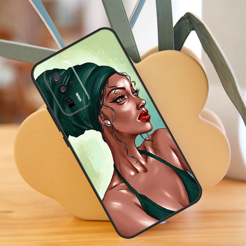 Beautiful Black Afro Girl Case For POCO X3 X6 F6 Pro M6 X5 F3 F5 M5s Xiaomi 13 14 Ultra 12 Lite 11T 12T 13T Pro Cover
