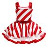 Figure Ice Skating Dress for Girls Holiday Costume Christmas Candy Cane Dress Kids Sleeveless Xmas Party Dress