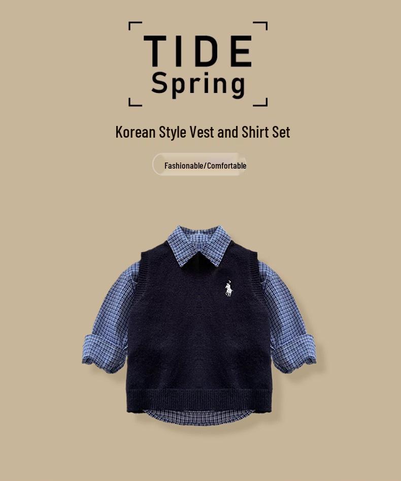 Children's Korean Style Plaid Cotton Shirt for Spring & Autumn 2025 - Casual Baby & Boys' Wear