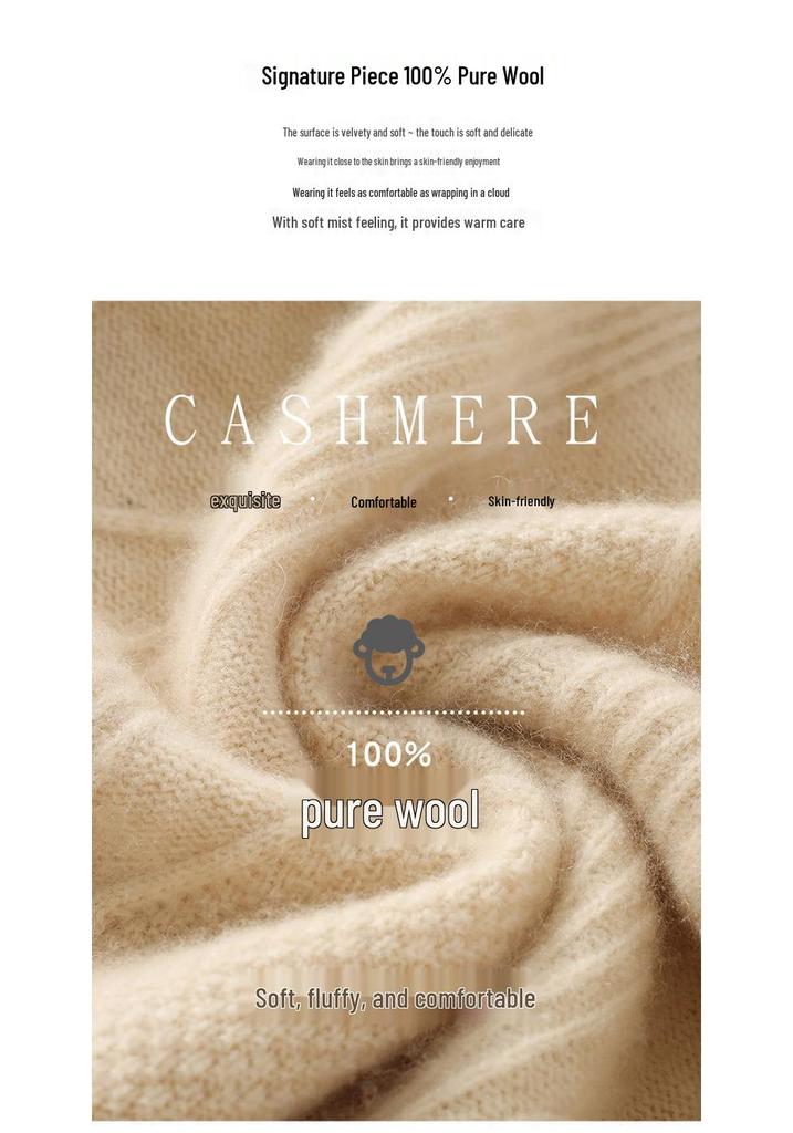 100% Pure Wool Women's Diamond Pattern Half-High Neck Sweater