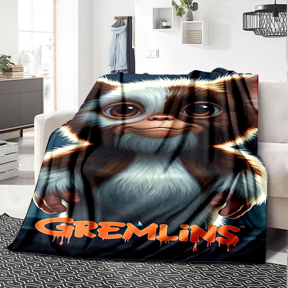 1ks Gremlins Gizmo Přehozová deka Měkký flanel, Útulný polyester pro všechna roční období Perfektní pro domov, kancelář