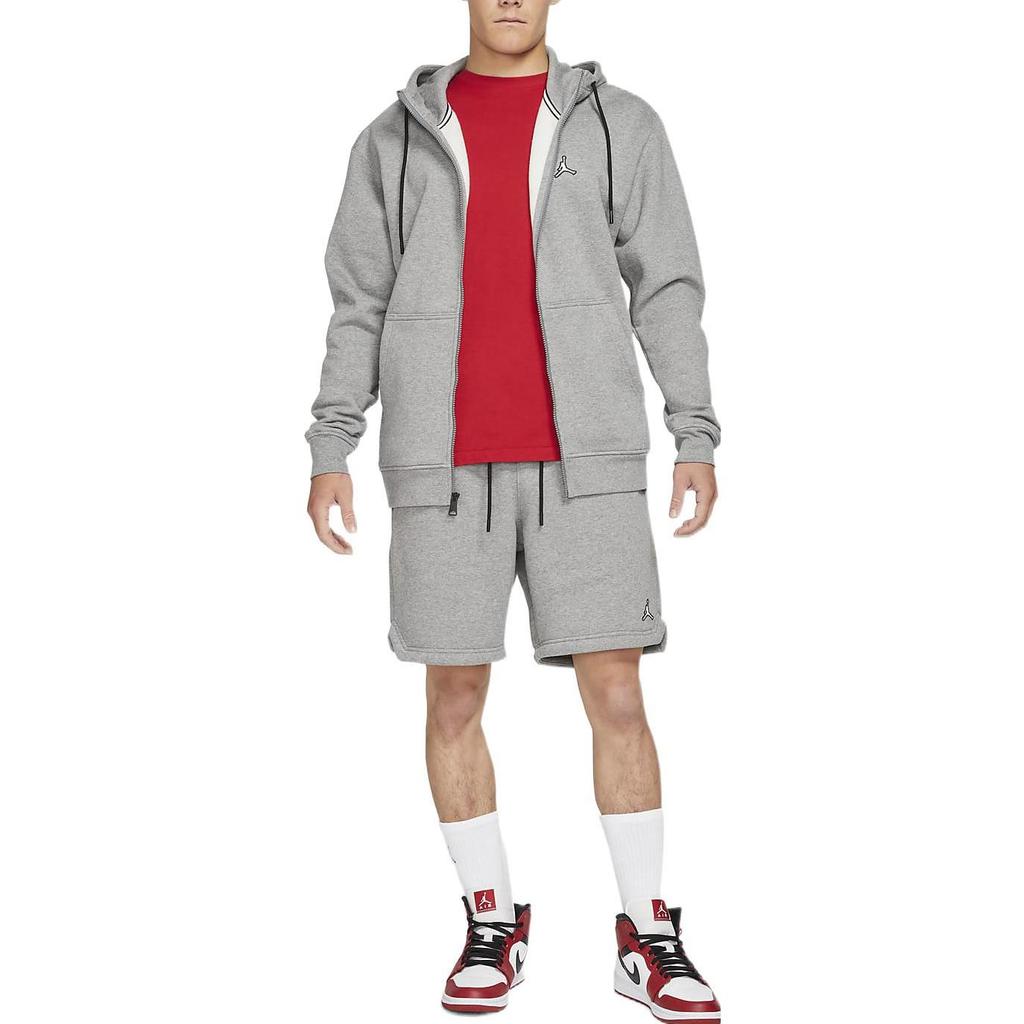 Jordan Fleece-Lined Solid Color Drawstring Jogger Shorts Men Bottoms Gray DA9827-091