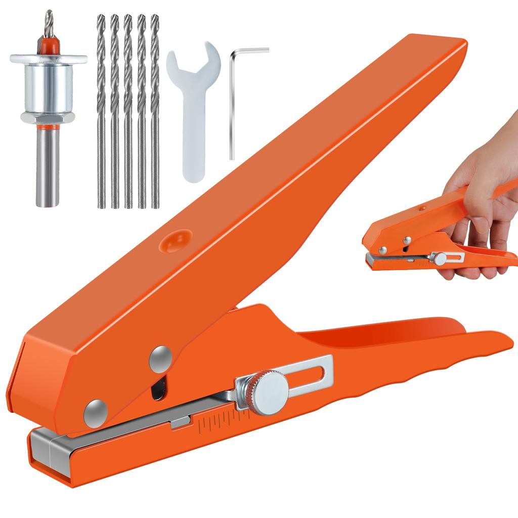 Single Hole Punch Handheld Paper Hole Puncher Portable Hole Edge Banding Punching Pliers with Limiter for Card Photo Cardboard