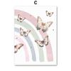 Pink Rainbow Butterfly Custom Baby Name Wall Art Nursery Canvas Prints Painting Watercolor Posters Pictures Girl Kids Room Decor