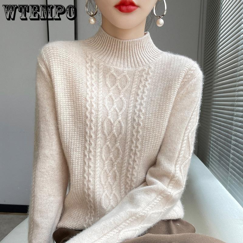 Half High Neck Loose Fitting Sweater for Women's Autumn and Winter Knitted Base Sweater