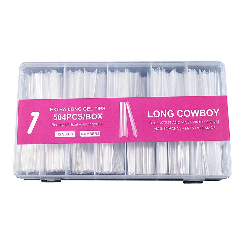 Extra Long Transparent XXL Ballet Trapezoid Nail Tips with Stickers