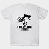 Men Black Print T-shirt Funny Mountain Biking Cycling Gift I Do My Own Stunts Mtb No-Cut Transfer Paper Print Cotton Tshirt