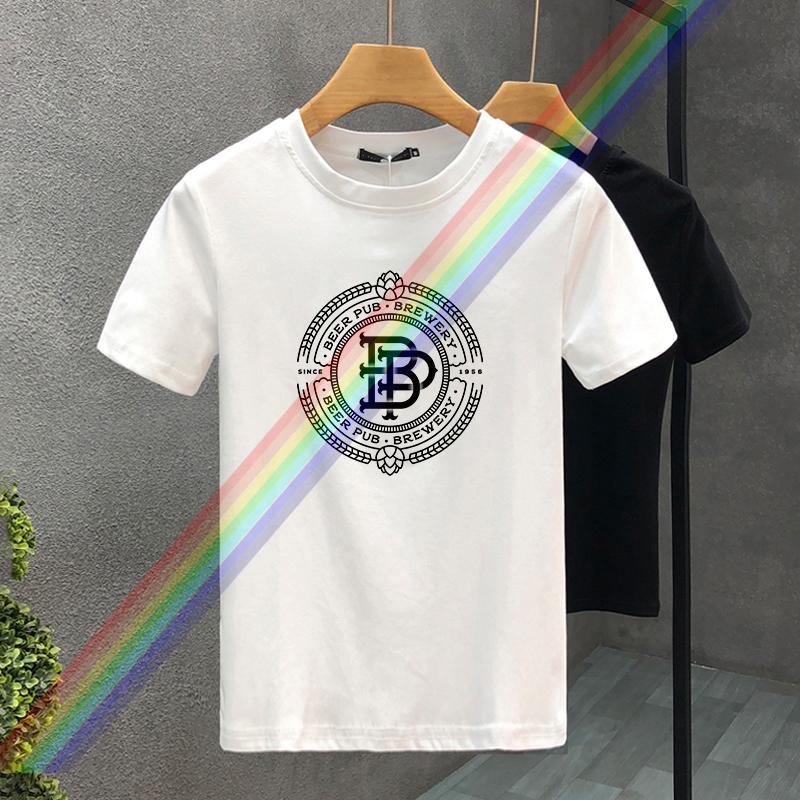 2025 New Men's 100% Pure Cotton Summer Loose Fitting Oversized Paris Print Casual Slim Fit Round Neck Short Sleeved T-shirt Top