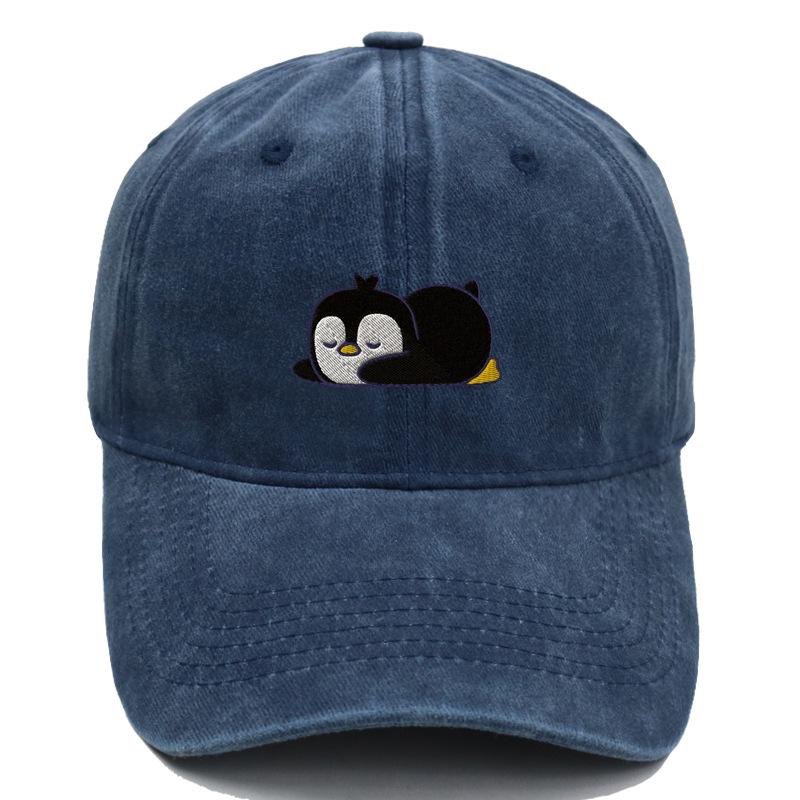 Embroidered Penguin Washed Cotton Baseball Caps Outdoor Women Adjustable Trucker Cap Fashion Men Sunscreen Snapback Peaked Hat