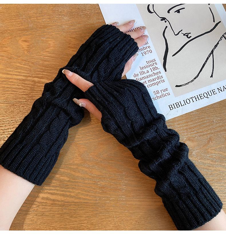 Fashion Half Finger Knitting Fried Dough Twists Sleeve Sleeve Wrist Guard Sweater Long Sleeve Outdoor Travel Warm Hand Sleeve