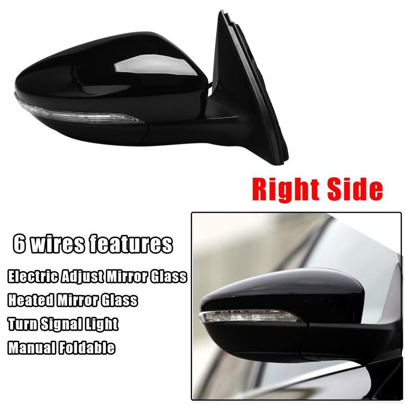 GOODDTC2 Right Side Rear View Mirror Assembly Power Glass Heated Turn Signal 6 Wires for JETTA 2011 - 2018 5C7857508 Black