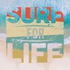 Art Deli Surf Typography Fabric Wall Art Panel, 57 x 57 cm, Made in Japan
