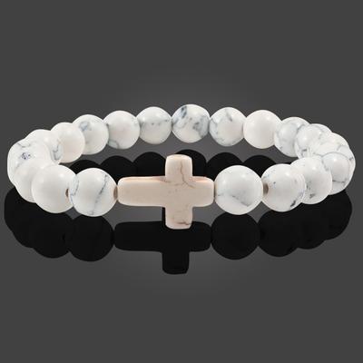 1PC Charm Matte Natural Stone Handmade Beaded Bracelets for Men Women Cross Prayer Bracelet Jewelry Accessory Jewelry Gift