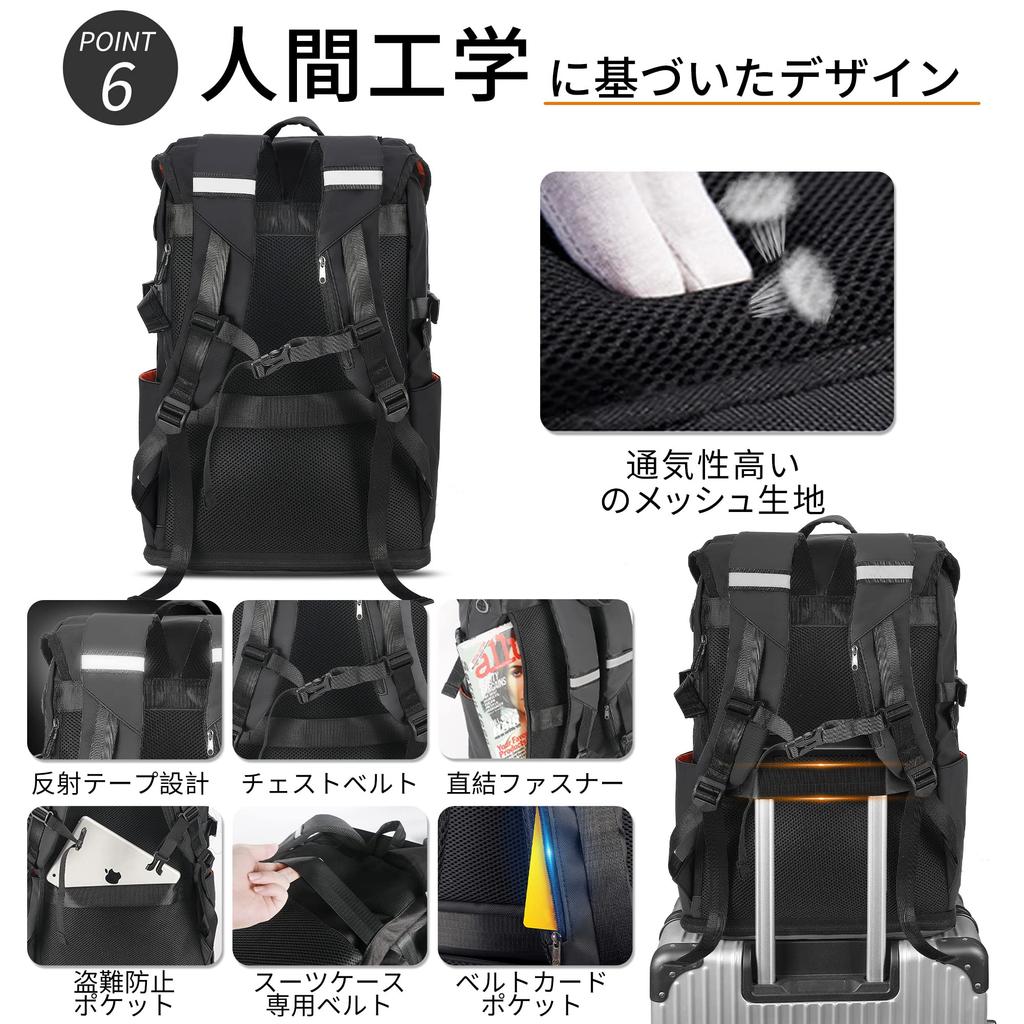 AISFA Square 30L Fits Business with USB Charging Perfect for Outdoor Emergency and Storage Men's Backpack, Waterproof, 15.6-inch PCs, Laptops, Port,