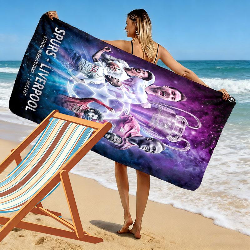 Tottenham Print Beach Towel, Large Soft Quick Dry Towel for Beach Camping Swimming