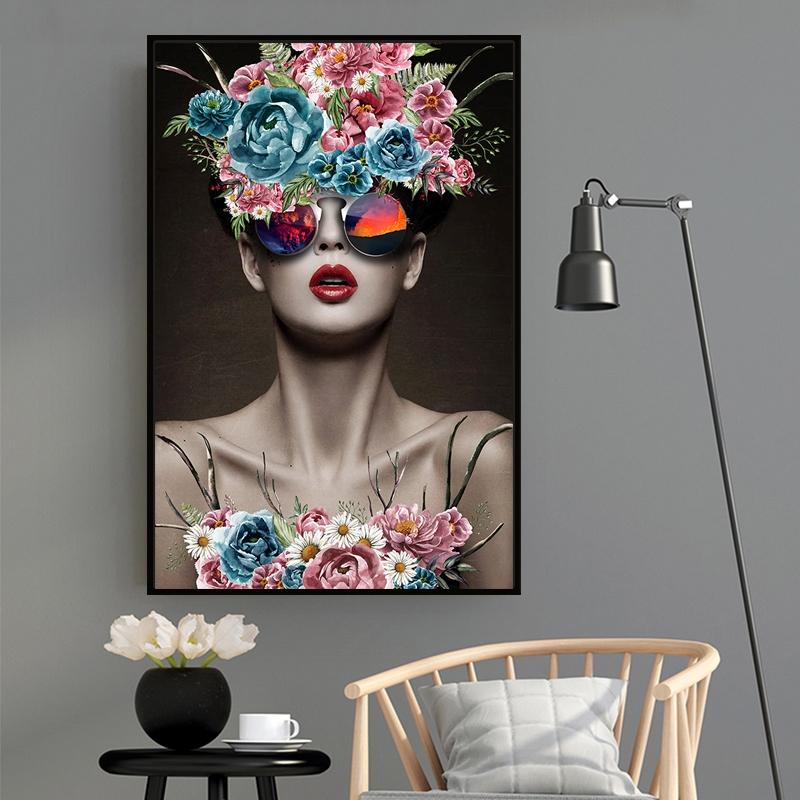 Põhjamaade kunst Abstraktne lilletüdruk, naiste plakat, lõuend, maalimine, kunsti seinapildid, elutoa magamistoa sisekujundus