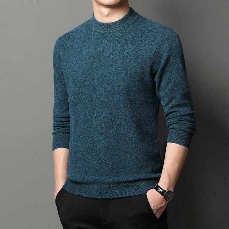 Осенне-зимний новый мужской свитер из овечьей шерсти с круглым вырезом — фото 5