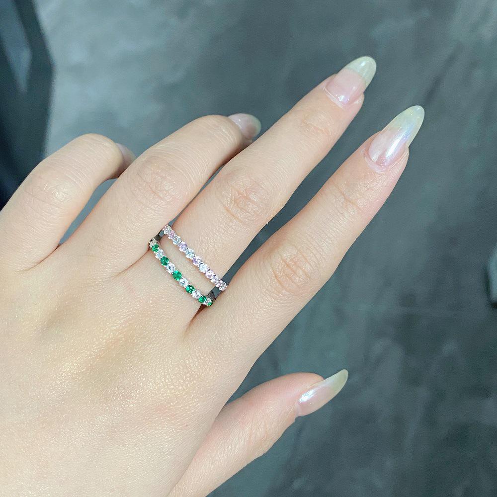 2022 High Carbon Diamond S925 Sterling Silver Zircon Ring for Women - Stylish Inter-Diamond Design