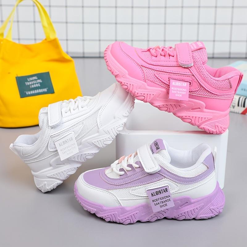 Trendy Low Top Mesh Sneakers For Girls, Breathable Lightweight Anti Slip Trendy Sneakers With Hook And Loop Fastener