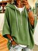 Women's Zip Up Hoodie Waffle Knit Drawstring Oversized Batwing Sleeve Jacket