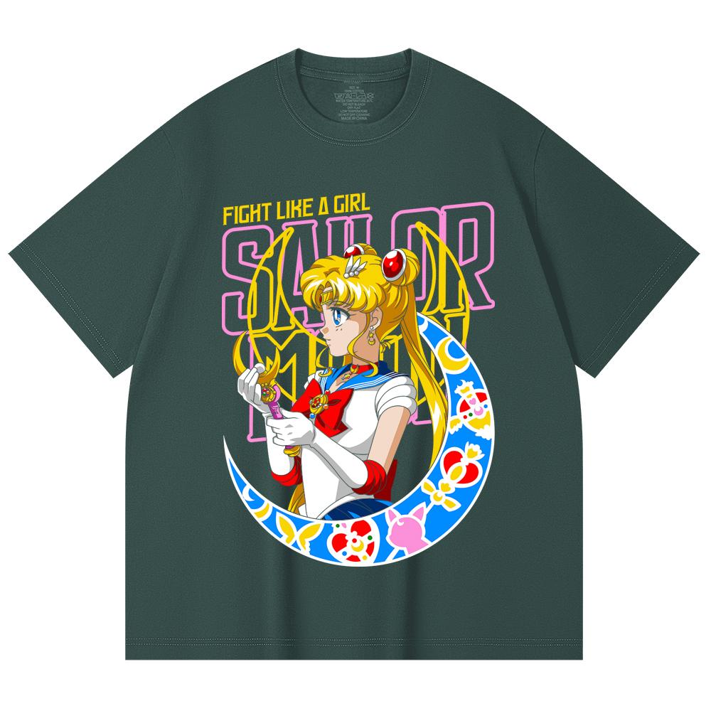230 g/m² 100 % Baumwolle Sailor Moon V8 Minako Druck Unisex Schweres Baumwoll-T-Shirt