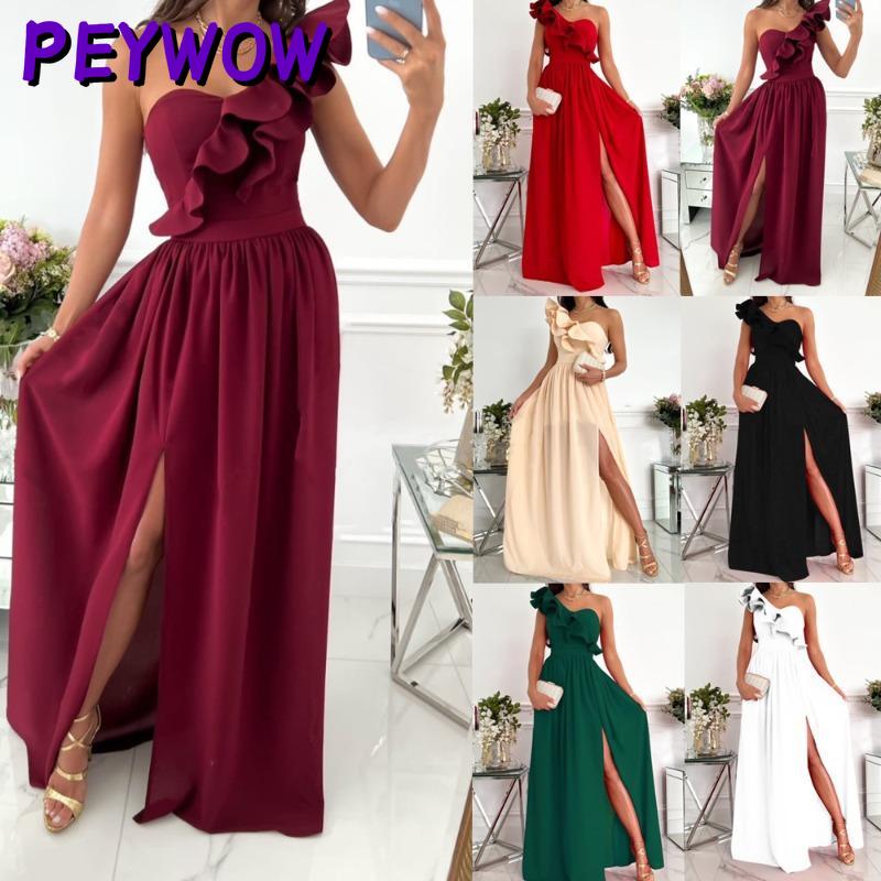 PEYWOW Women's Fashion Summer Spring Sleeveless Solid Color Print Casual Dresses