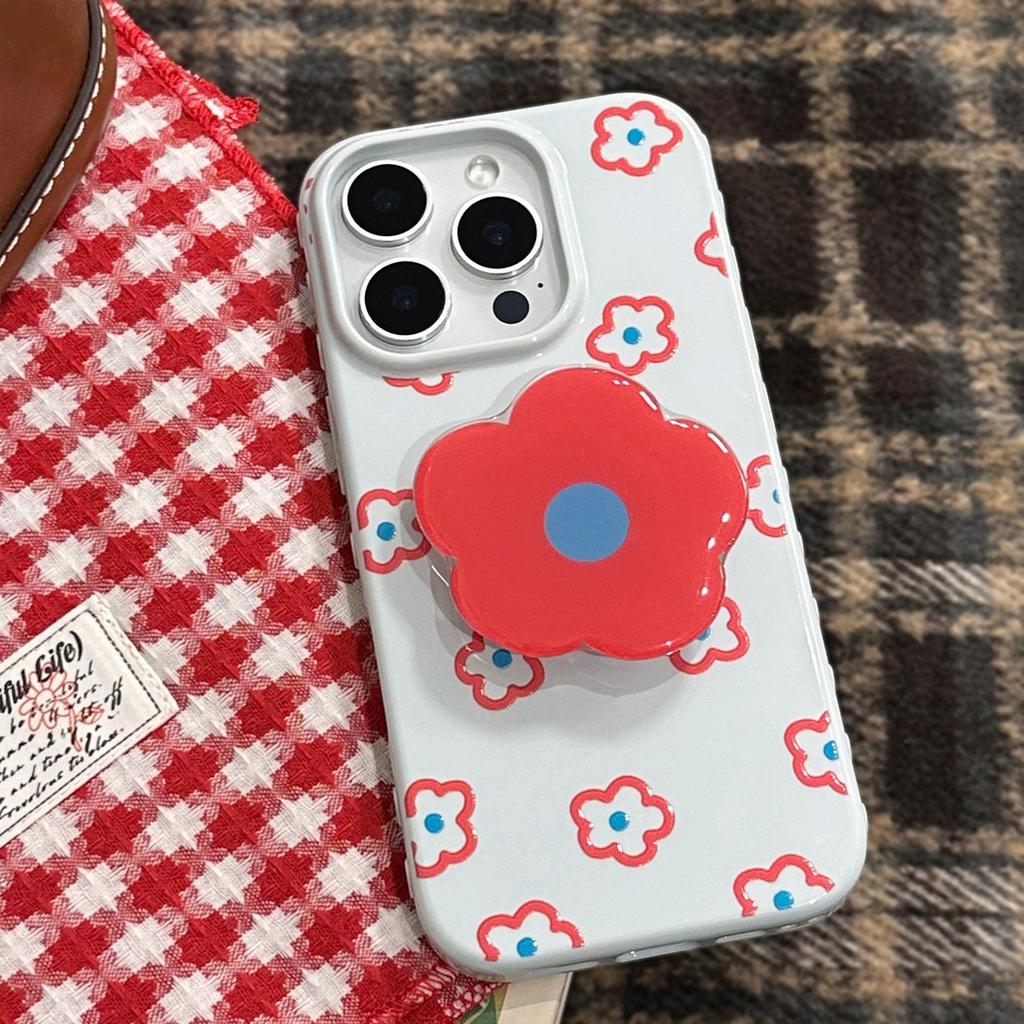 Little Red Flower Stand Phone Case for iPhone 15, iPhone 16, iPhone 17 Pro Max