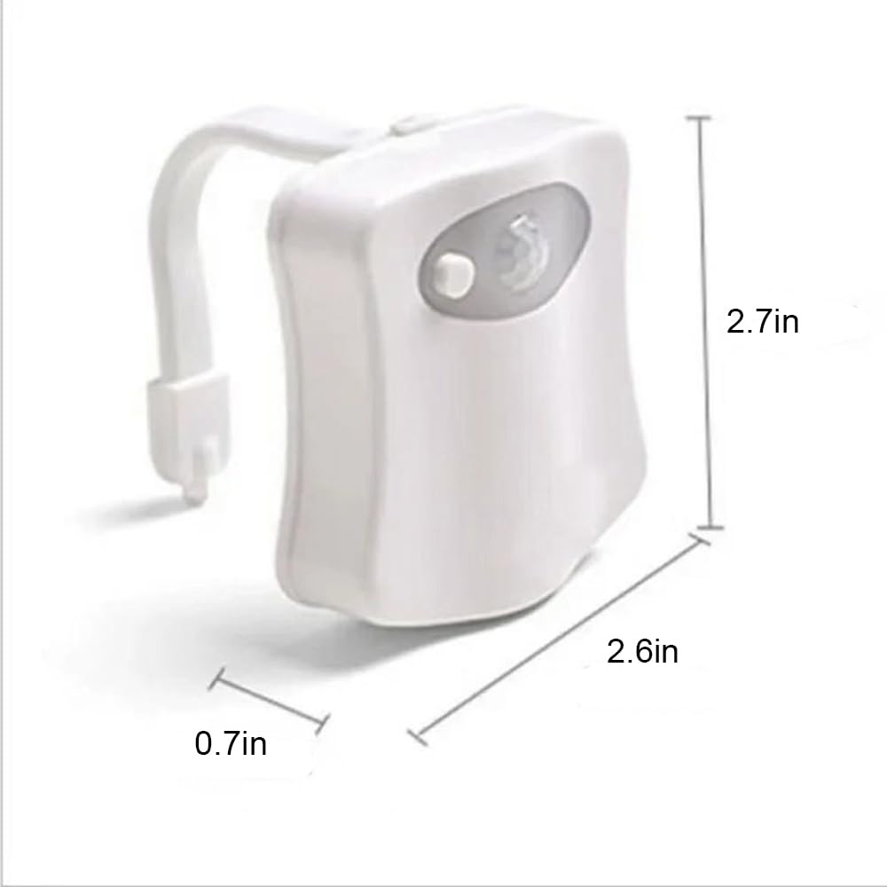 Toilet Night Light LED 8 Color Changing Hanging Toilet Lid Bathroom Lighting Night Light Human Movement Sensor Automatic Activation Pack of 2 (No